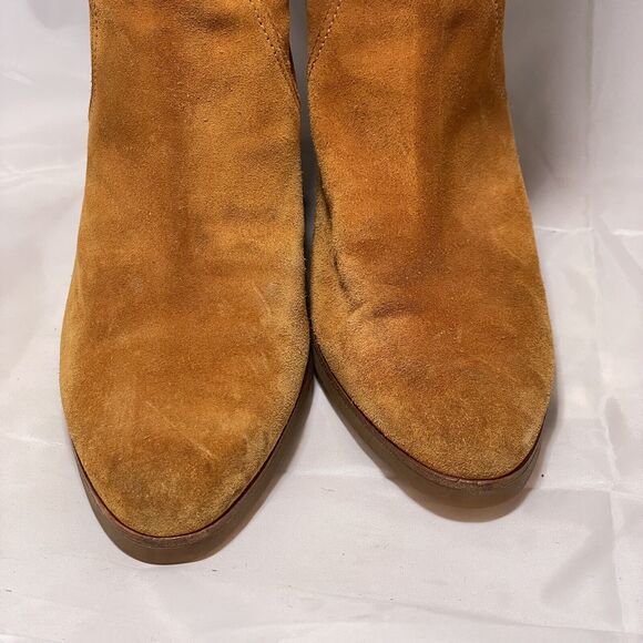 Salvatore Ferragamo Slouch Boots Women Size 8.5 Suede Leather Brown Wedge Heels - Picture 5 of 13